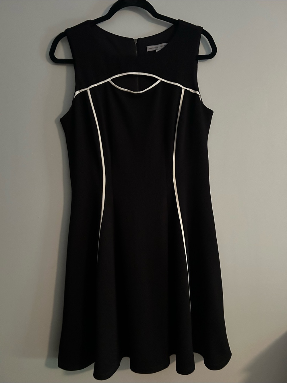 Danny & Nicole Black Midi Dress with White Piping